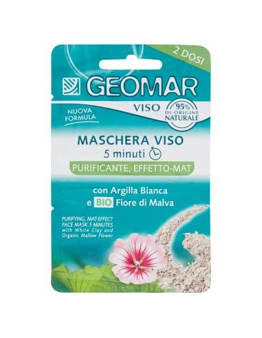 geomar maschera viso - 2 x 7.5ml - purificante effetto mat - argilla e malva: tuttocasashop.live: igiene e cura della persona