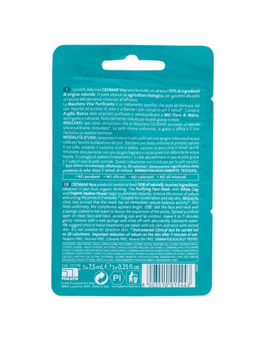 geomar maschera viso - 2 x 7.5ml - purificante effetto mat - argilla e malva: tuttocasashop.live: igiene e cura della persona