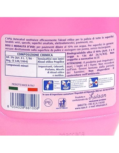 ce' piu' deteralcol prufumato - 1 litro - sostituisce l'acool etilico: tuttocasashop.live: pulizia e cura della casa