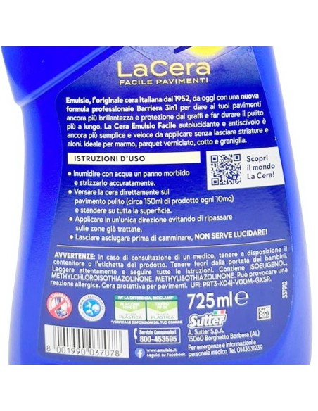 emulsio facile cera per pavimenti 725ml - classica - senza lucidatrice: tuttocasashop.live: pulizia e cura della casa