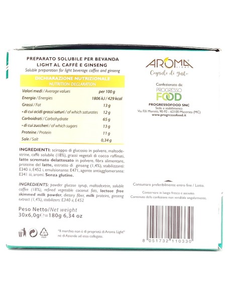 aroma light 30 capsule di gusto - ginseng light senza lattosio - a modo mio: tuttocasashop.live: altro - bazar