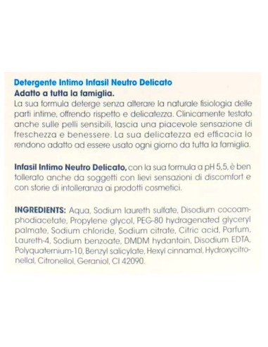 infasil detergente intimo - 200ml - neutro: tuttocasashop.live: igiene e cura della persona