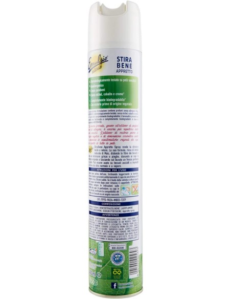 emulsio stirabene appretto spray - 480ml - naturale - facilita la stiratura: tuttocasashop.live: prodotti per bucato e tessuti
