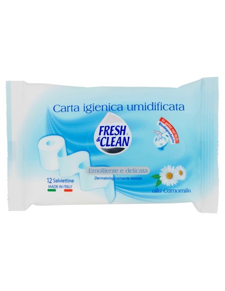 fresh&clean carta igienica umidificata - 12 salviettine gettabili nel wc: tuttocasashop.live: igiene e cura della persona