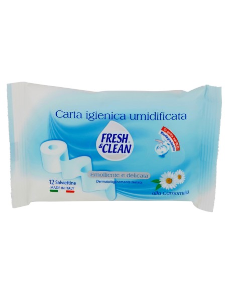 fresh&clean carta igienica umidificata - 12 salviettine gettabili nel wc: tuttocasashop.live: igiene e cura della persona