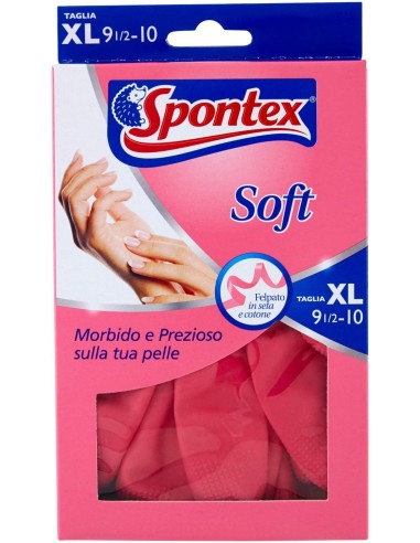 spontex soft guanti gomma felpati taglia xl 9.5 extra grande: tuttocasashop.live: pulizia e cura della casa