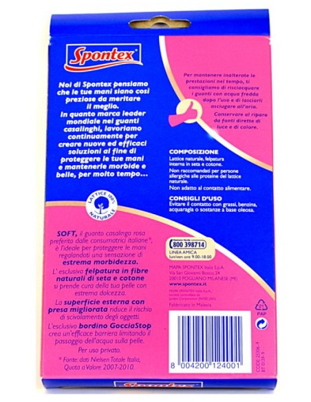 spontex soft guanti gomma felpati taglia xl 9.5 extra grande: tuttocasashop.live: pulizia e cura della casa
