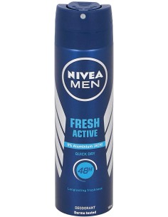 nivea deodorante spray - 150ml - for men - 48h - fresh active - dermo tested: tuttocasashop.live: igiene e cura della persona