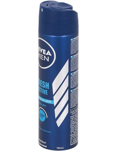 nivea deodorante spray - 150ml - for men - 48h - fresh active - dermo tested: tuttocasashop.live: igiene e cura della persona