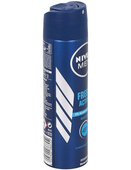 nivea deodorante spray - 150ml - for men - 48h - fresh active - dermo tested: tuttocasashop.live: igiene e cura della persona
