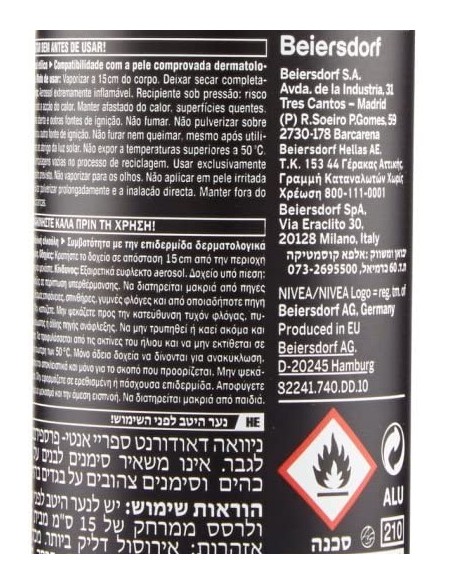 nivea deodorante spray - 150ml - for men - 48h - black&white - non macchia: tuttocasashop.live: igiene e cura della persona