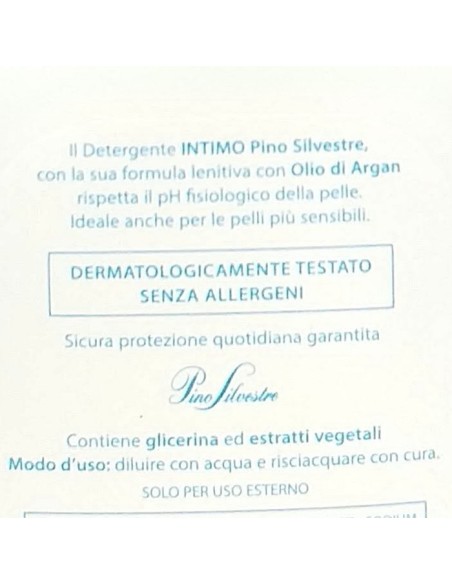 pino silvestre detergente intimo ph5 - 250ml - sensitive con olio di argan: tuttocasashop.live: igiene e cura della persona