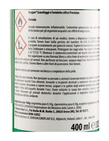 baygon insetticida spray scarafaggi e formiche - 400ml - precision - cannula: tuttocasashop.live: pulizia e cura della casa