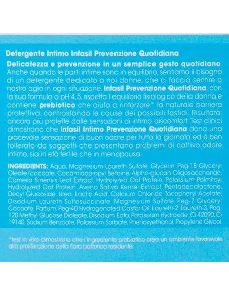 infasil detergente intimo - 200ml - prevenzione antiodore: tuttocasashop.live: igiene e cura della persona