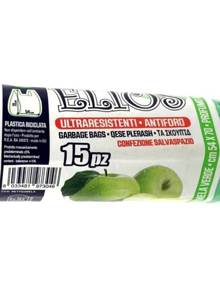elios netti' 15 sacchi ultraresistenti 28l 52x70cm profumati - mela verde: tuttocasashop.live: pulizia e cura della casa