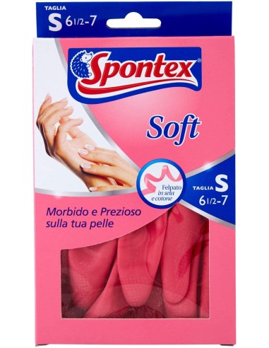 spontex soft guanti gomma felpati - taglia 6.5 s - piccola: tuttocasashop.live: pulizia e cura della casa