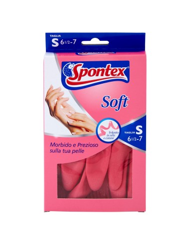 spontex soft guanti gomma felpati - taglia 6.5 s - piccola: tuttocasashop.live: pulizia e cura della casa