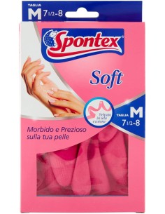 spontex soft guanti gomma felpati - taglia m 7.5 - media: tuttocasashop.live: pulizia e cura della casa