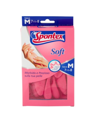 spontex soft guanti gomma felpati - taglia m 7.5 - media: tuttocasashop.live: pulizia e cura della casa