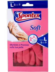 spontex soft guanti gomma felpati - taglia l 8.5 - grande: tuttocasashop.live: pulizia e cura della casa