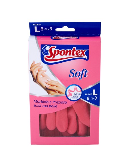 spontex soft guanti gomma felpati - taglia l 8.5 - grande: tuttocasashop.live: pulizia e cura della casa