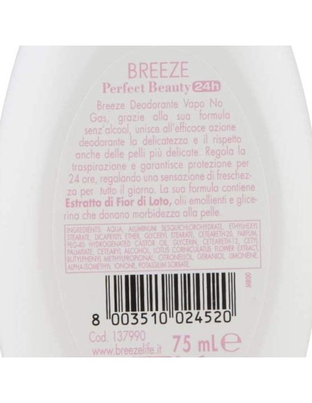breeze deodorante vapo no-gas - 75ml - perfect beauty: tuttocasashop.live: igiene e cura della persona