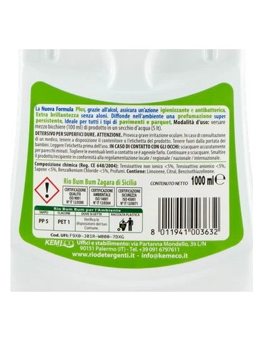 rio bumbum plus+ detergente pavimenti - 1 litro - limone e zagara di sicilia: tuttocasashop.live: pulizia e cura della casa