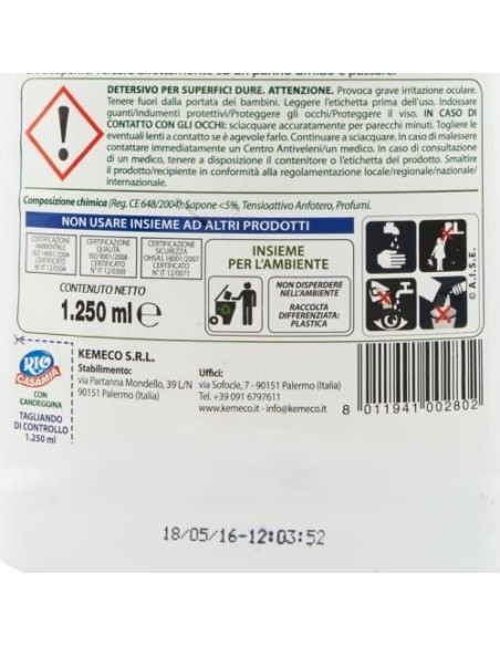 rio casamia 1250ml - candeggina gel igienizzante - pavimenti e superfici: tuttocasashop.live: pulizia e cura della casa