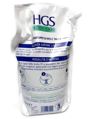hgs sapone liquido maxi ecoricarica busta - 2 litri - talco e iris: tuttocasashop.live: igiene e cura della persona