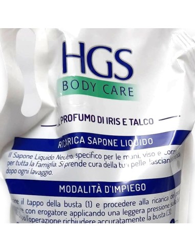 hgs sapone liquido maxi ecoricarica busta - 2 litri - talco e iris: tuttocasashop.live: igiene e cura della persona