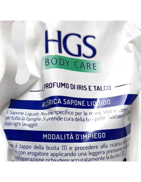 hgs sapone liquido maxi ecoricarica busta - 2 litri - talco e iris: tuttocasashop.live: igiene e cura della persona