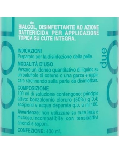 bialcol due disinfettante per cute e detersione ferite - 400ml - battericida: tuttocasashop.live: igiene e cura della persona