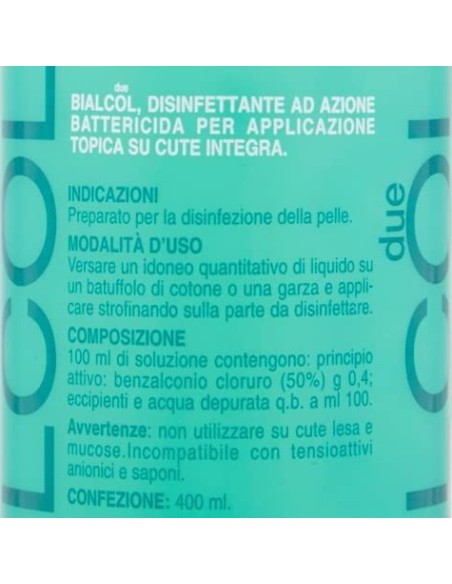 bialcol due disinfettante per cute e detersione ferite - 400ml - battericida: tuttocasashop.live: igiene e cura della persona