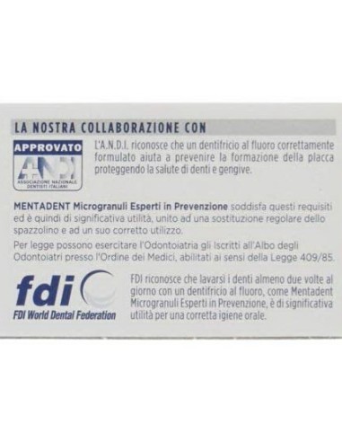 mentadent dentifricio 75ml con microgranuli - perfetta pulizia interdentale: tuttocasashop.live: igiene e cura della persona
