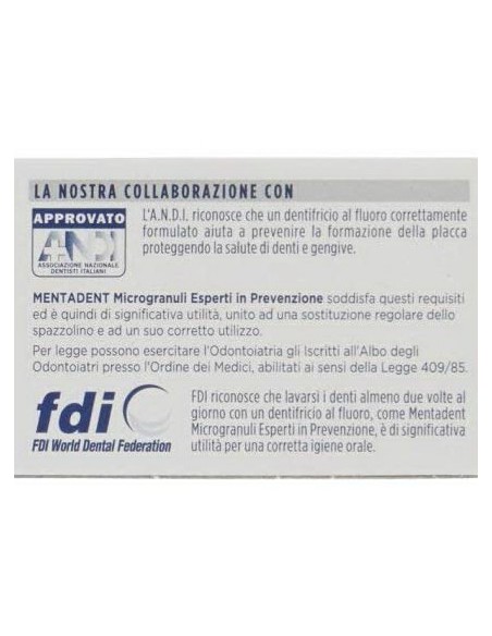 mentadent dentifricio 75ml con microgranuli - perfetta pulizia interdentale: tuttocasashop.live: igiene e cura della persona