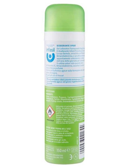 infasil deodorante spray - 150ml - freschezza dinamica - 48h - 2c: tuttocasashop.live: igiene e cura della persona