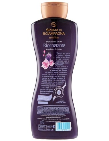 spuma di sciampagna bagnodoccia crema - 650ml - ametista e orchidea: tuttocasashop.live: igiene e cura della persona