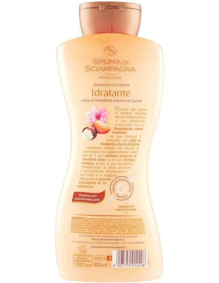 spuma di sciampagna bagnodoccia crema - 650ml - latte di mandorla e karite': tuttocasashop.live: igiene e cura della persona