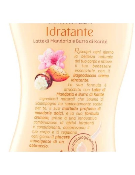 spuma di sciampagna bagnodoccia crema - 650ml - latte di mandorla e karite': tuttocasashop.live: igiene e cura della persona