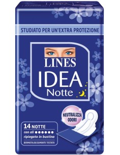 lines idea notte assorbenti - 14 pezzi - notte con ali ripiegati in bustina: tuttocasashop.live: igiene e cura della persona