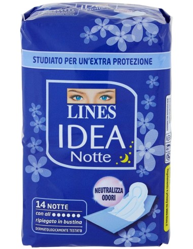 lines idea notte assorbenti - 14 pezzi - notte con ali ripiegati in bustina: tuttocasashop.live: igiene e cura della persona