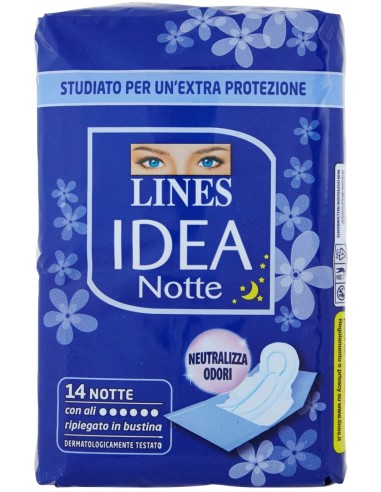 lines idea notte assorbenti - 14 pezzi - notte con ali ripiegati in bustina: tuttocasashop.live: igiene e cura della persona