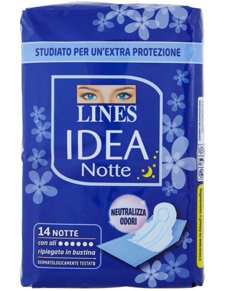 lines idea notte assorbenti - 14 pezzi - notte con ali ripiegati in bustina: tuttocasashop.live: igiene e cura della persona
