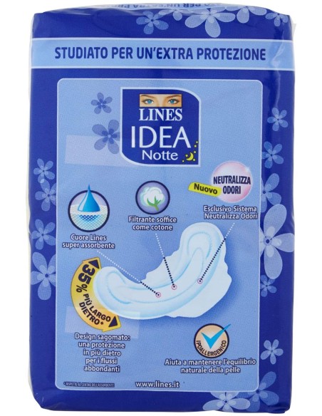 lines idea notte assorbenti - 14 pezzi - notte con ali ripiegati in bustina: tuttocasashop.live: igiene e cura della persona
