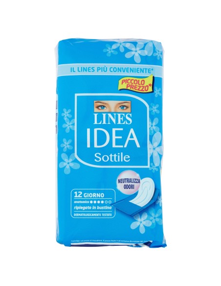 lines idea assorbenti - 12 pezzi - sottile anatomico ripiegato in bustina: tuttocasashop.live: igiene e cura della persona