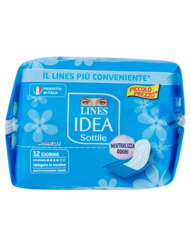 lines idea assorbenti - 12 pezzi - sottile anatomico ripiegato in bustina: tuttocasashop.live: igiene e cura della persona