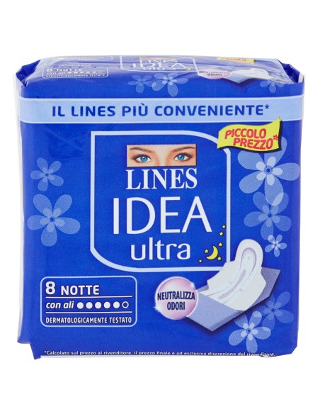 lines idea ultra assorbenti - 8 pezzi - notte: tuttocasashop.live: igiene e cura della persona