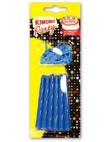 kimono candeline compleanno per torta - 12 pezzi - azzurro: tuttocasashop.live: carta & monouso