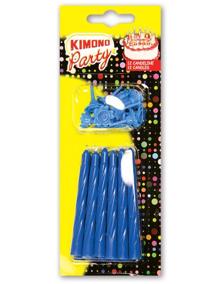 kimono candeline compleanno per torta - 12 pezzi - azzurro: tuttocasashop.live: carta & monouso