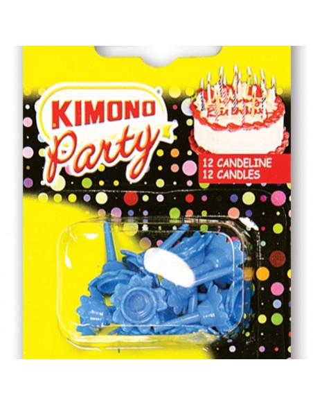kimono candeline compleanno per torta - 12 pezzi - azzurro: tuttocasashop.live: carta & monouso